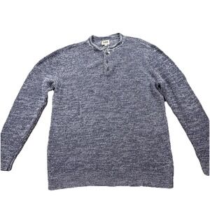 Lee 100% Cotton Marled Knit Henley Sweater XXL Blue Gray Casual Pullover NWOT